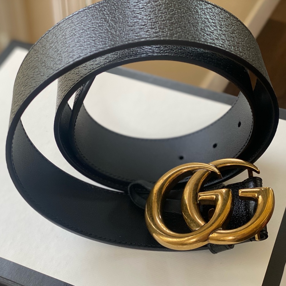 Gucci Calfskin Double G 40mm Belt 85 34 Black - Picture 7 of 8